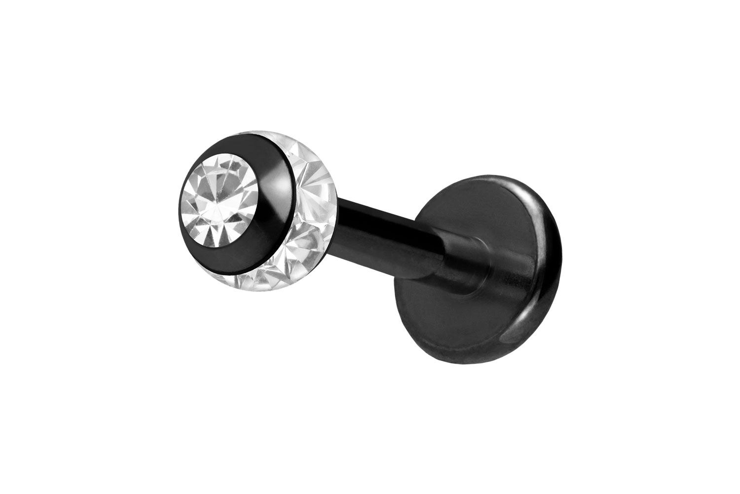 Chirurgenstahl Labret EPOXY-RING-KUGEL + KRISTALL